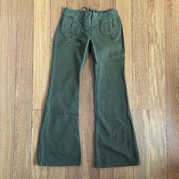 Y2K Jill Stuart Jeans Flared Sailor Pants w Back Laceup size4 - Picture 1 of 7